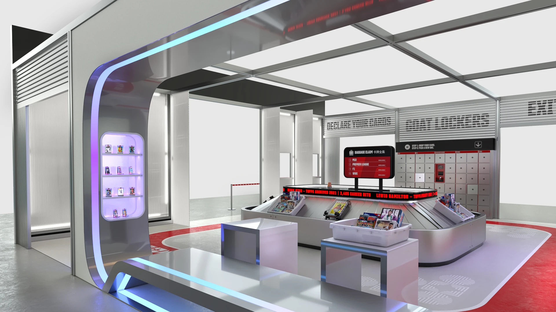 Interior CGI of display counters and the activation entrance