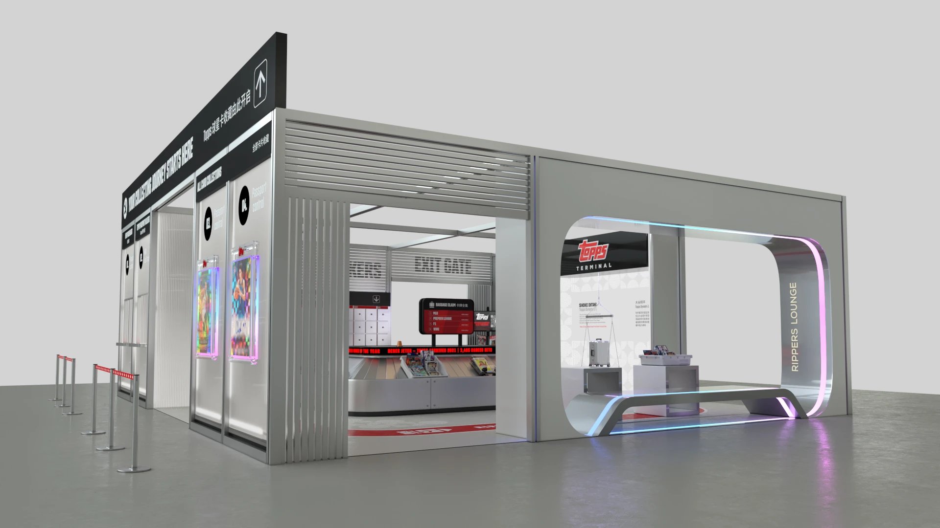 Exterior CGI of the airport-inspired activation