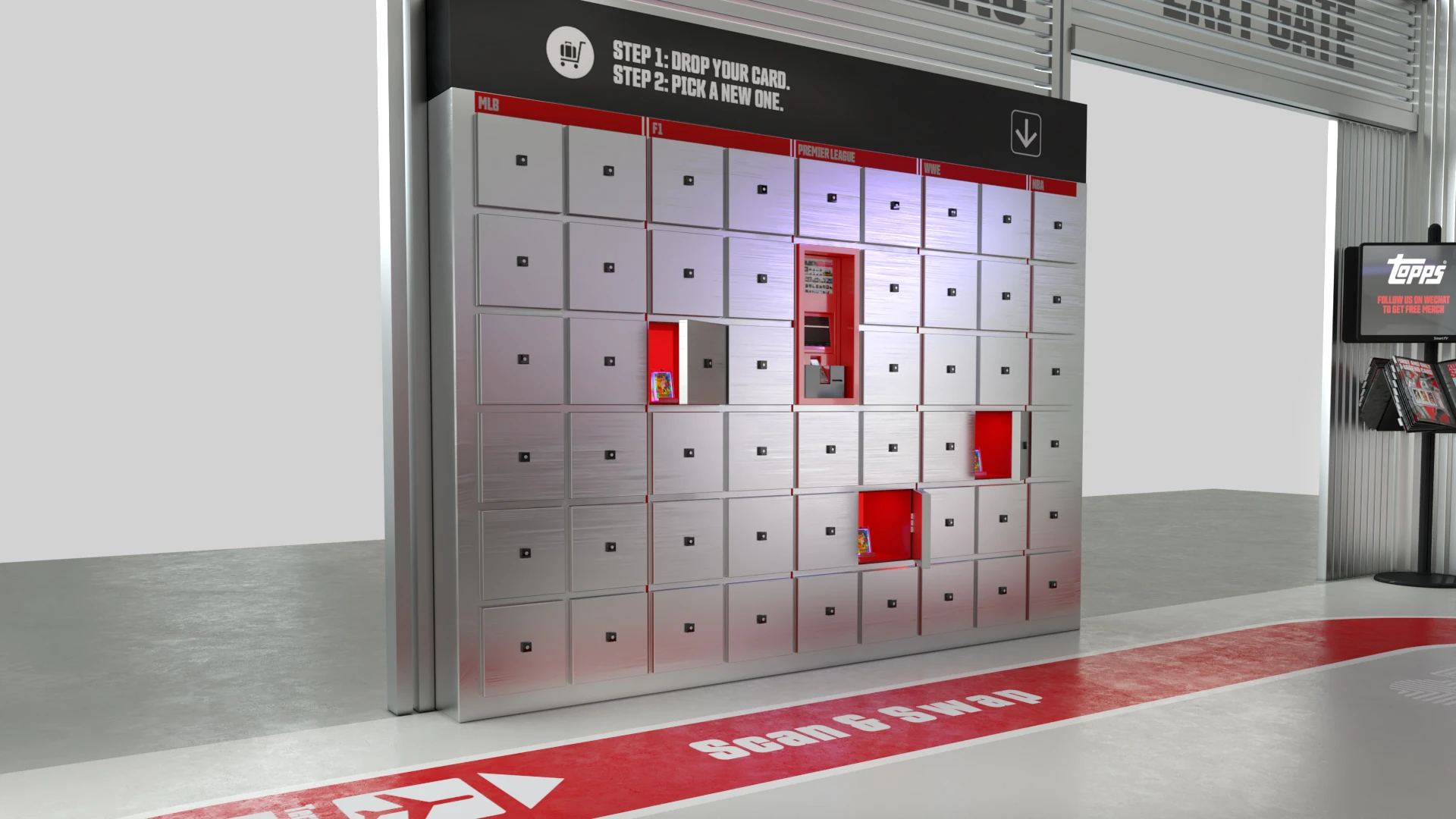Detail of lockers within the activation