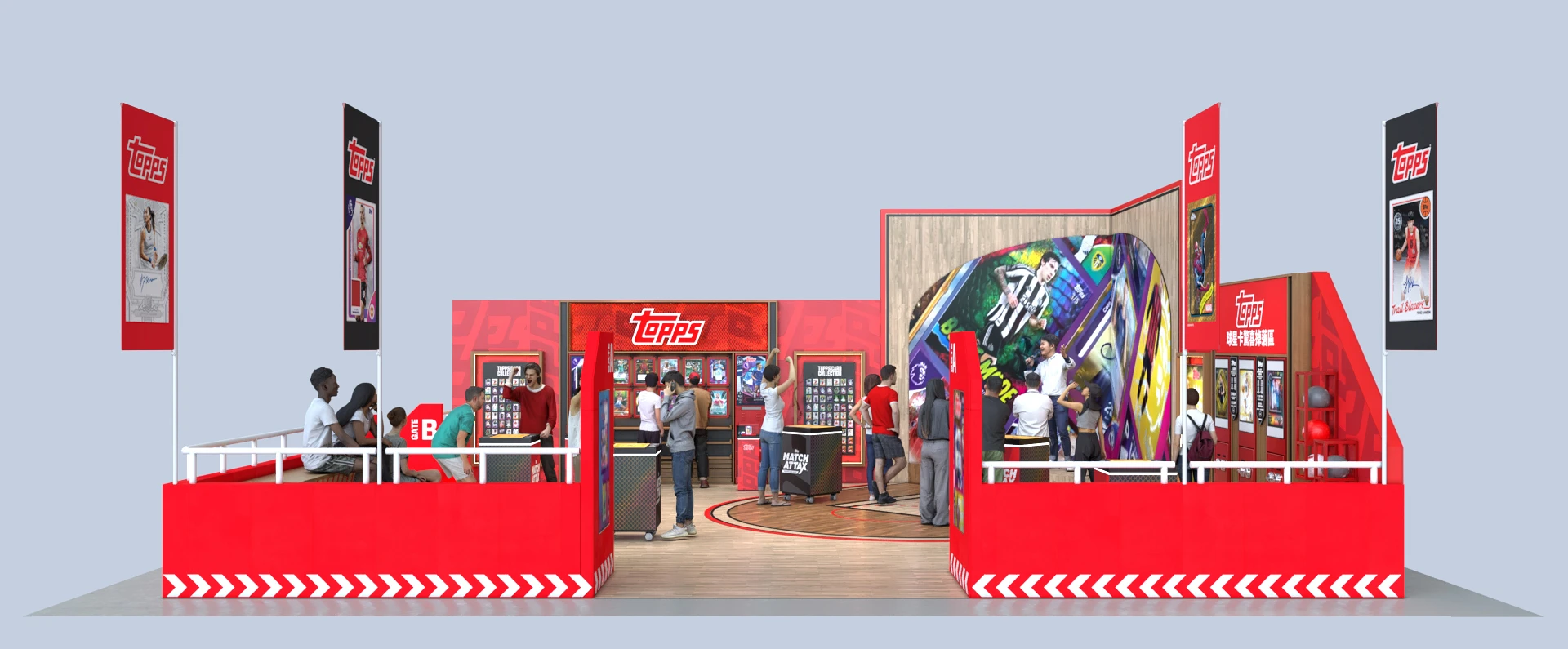Front view of a fan engagement environment