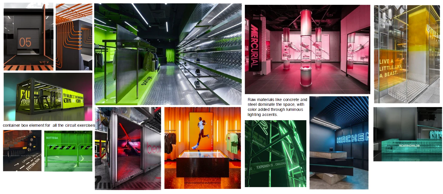 Original supplied moodboard and visual references for the fitness pop-up