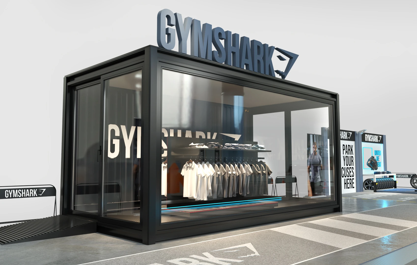 CGI view of the retail unit and apparel displays