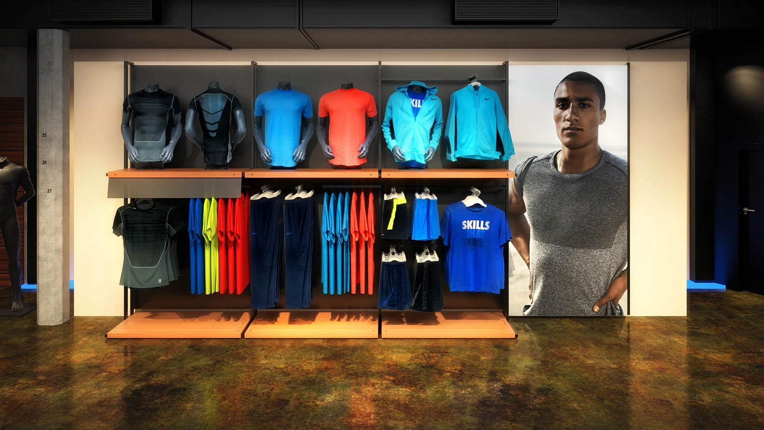 Visualised apparel wall and display fixtures