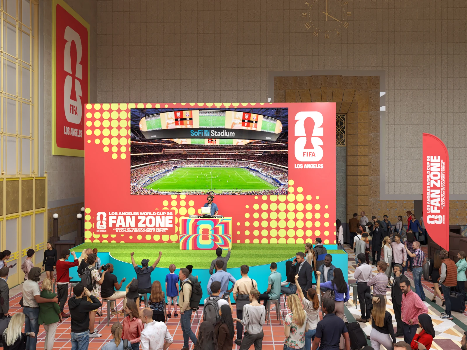 Main indoor screen and entertainment area