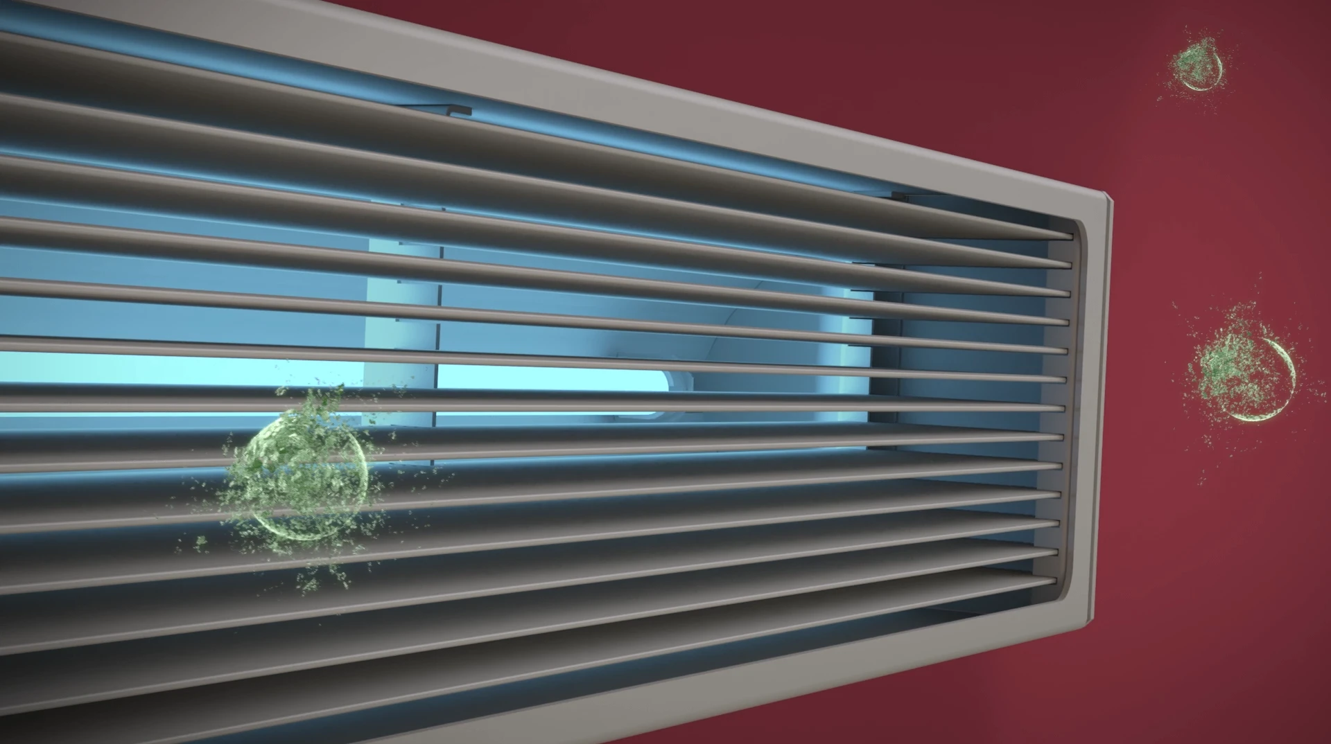 Supplied close view of a fixture and illustrated microorganisms