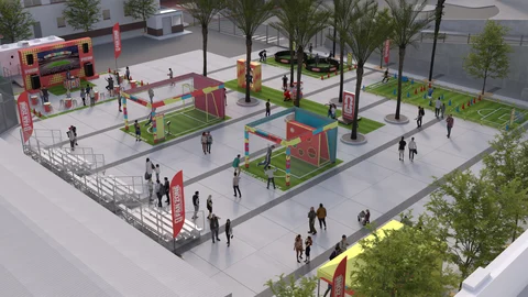 Outdoor Fan Plaza — Aerial View