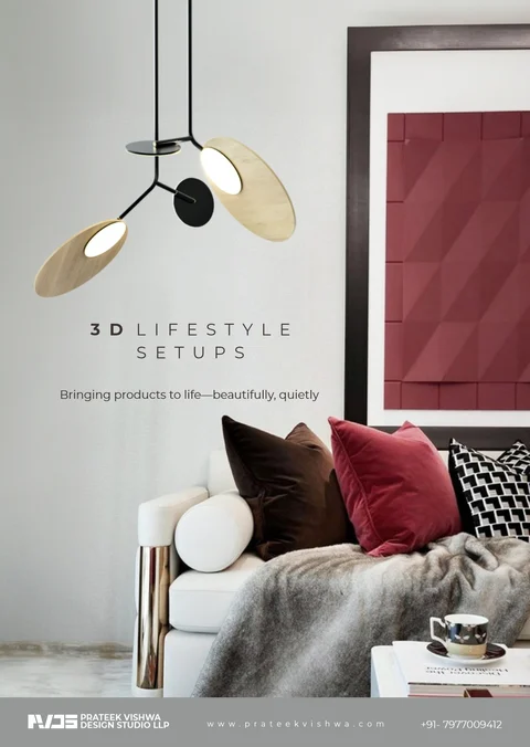 Light Wood Pendant — Lounge Setting